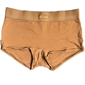 NWOT SKIMS TAN COTTON MID RISE BOY SHORTS WITH THICK WAISTBAND SIZE XS
